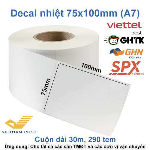 Giấy in tem 75x100 (cuộn 30m) — ảnh 1/3